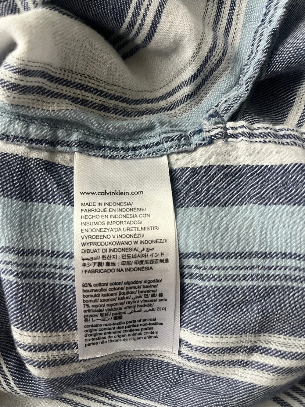 Calvin Klein Jeans Striped Blouse with Ruffle Sleeves Coastal Fisherman - Picture 5 of 6